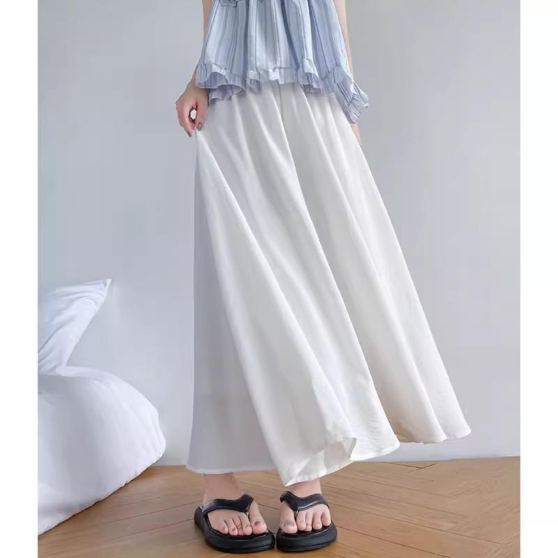 マタニティ スカート パンツ 薄手 ハイウエスト Aライン ロングスカート 妊婦服 産前産後 普段使い 白色 黒色 アクリル