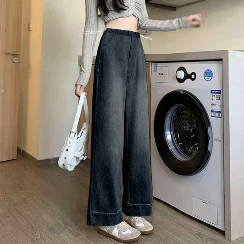 マタニティ デニム パンツ ゆったり ストレート 妊婦 ズボン 裏起毛 コットンスマート スモーキーグレー 無地