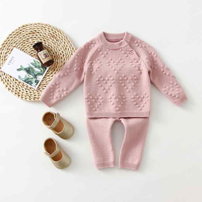 子供服 ニット セットアップ 長袖 セーター パンツ 上下セット 幼児 ベビー 女の子 かわいい コットン 春秋 冬 66cm 73cm 80cm 90cm 100cm ピンク系 ホワイト