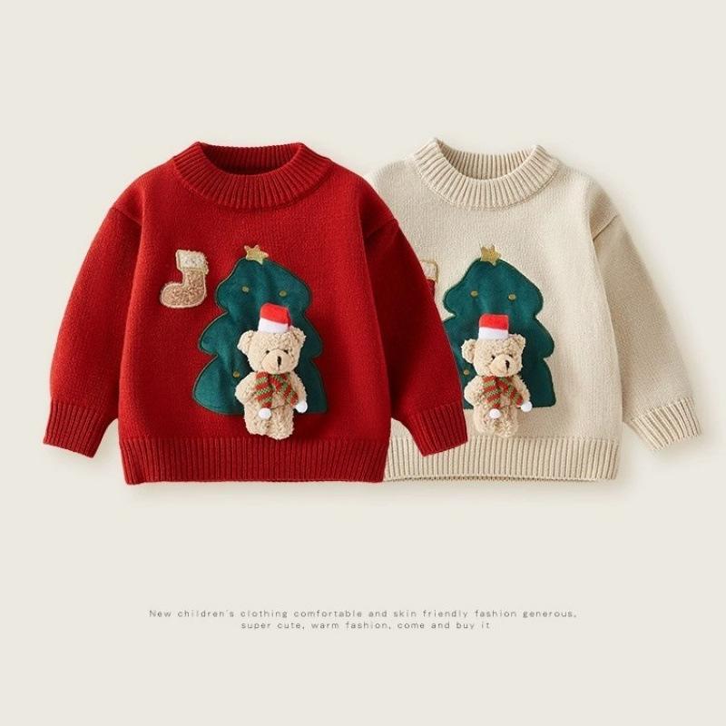 ニット・セーター キッズ 女の子 クリスマス 秋冬 厚手 子供服 女児 赤 かわいい あったか トップス 普段着