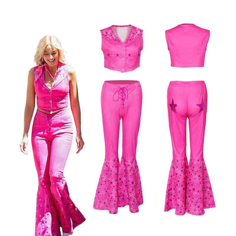 コスプレ御召しもの レディース バービー Barbie風 ハロウィン 仮面舞踏会 御召しもの サクラ色 ポリエステル 伸縮性 タイツ セットアップ かぶり笠付き添い人 第八芸術 人となり なりきり 甜美