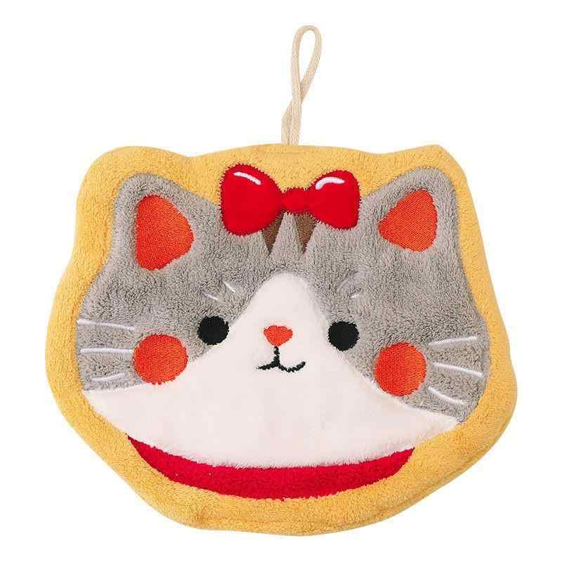 タオル 猫 かわいい 吸水 速乾 珊瑚 マイクロファイバー キッチン トイレ 洗面所 吊り下げ ループ付き 厚手 柔らかい ふわふわ