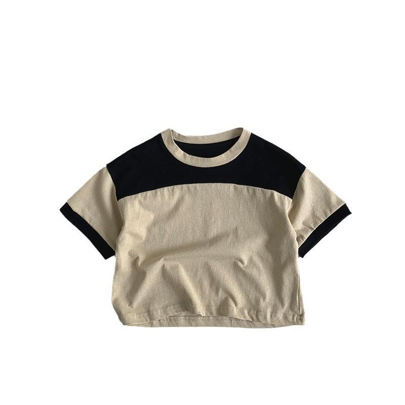子供服 Tシャツ 半袖 ベビー 男女兼用 トップス 韓国風 切り替え コットン100％ 春夏 幼児 普段着 かわいい