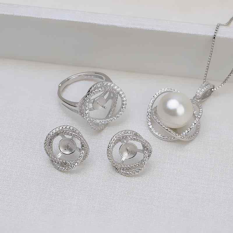 アクセサリー レディース S925 シルバー イヤリング ペンダント リング セット 巣 大粒 パール 空枠 半製品 電気メッキ加工｜トミーショップ 店