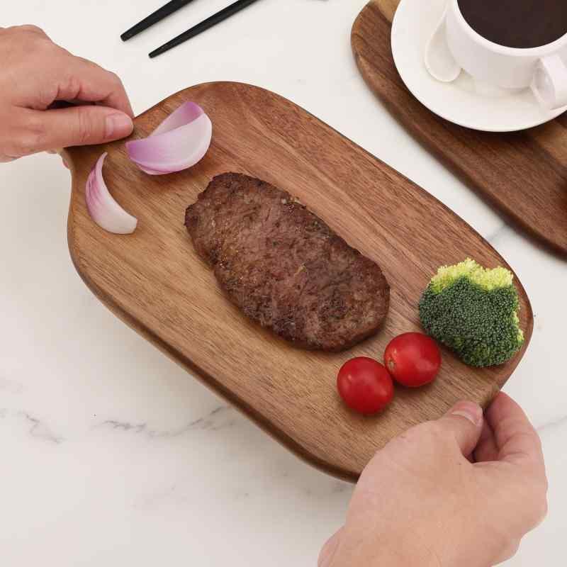 木製まな板 ウッドトレイ 木製トレイ 持ち手付き アウトドア キャンプ用 家庭用 プレート
