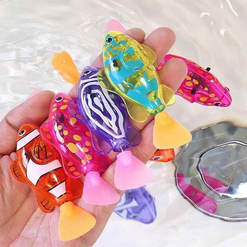 おもちゃ ベビー 発光 感応 電動 魚 水遊び 玩具 泳ぐ ・委真 橙色 赤色 紫色 黄色