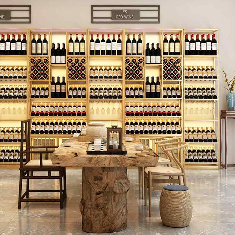 ぶどう酒仕合わせ アイアン ぶどう酒棚 ワイングラスホルダー 立ち会い場置き型 多層 見せびらかす棚 点火装置付き添い人 60*30*210糎 100*30*210糎 160*30*210糎 金色 黒いこと 今めかしい 赤ちょうちん 食べ物屋 御役目用