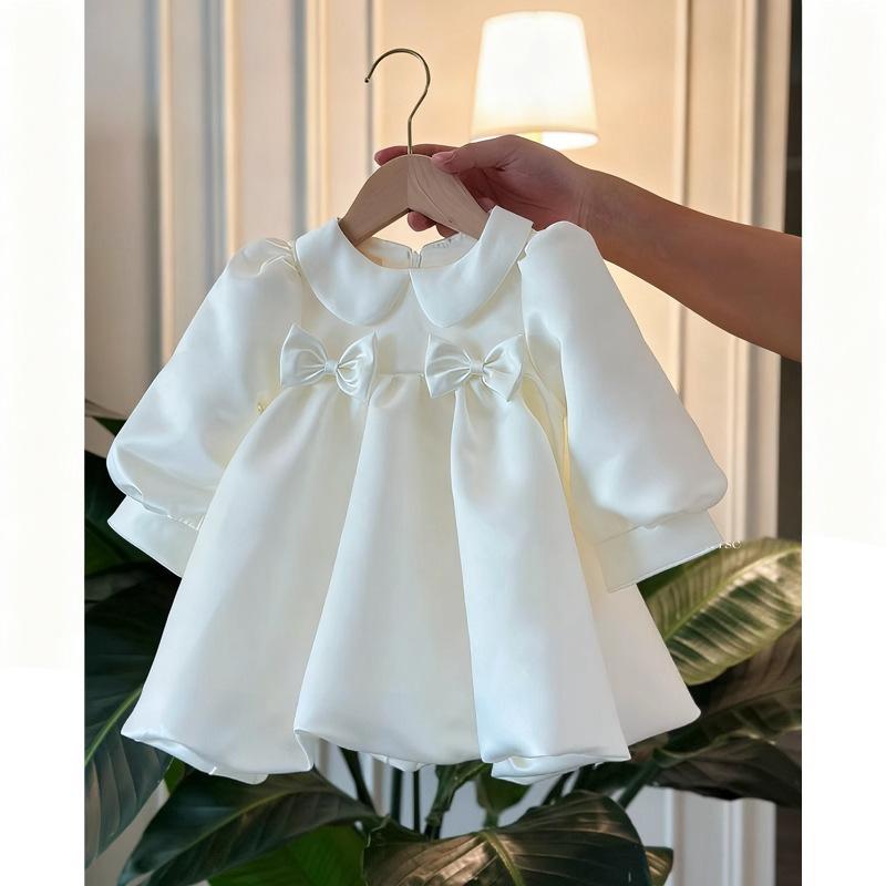 子供用フォーマルドレス 女児 花童 サテン ドレス プリンセス 長袖 秋冬 厚手 高級感 発表会 演奏会 誕生日 結婚式 80cm 90cm 100cm 110cm 120cm 130cm 140cm 150cm