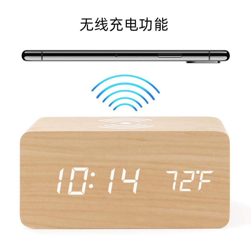 置き時計 デジタル 竹木目調 LED表示 アラーム カレンダー ミラー 鏡面 卓上 4,657円