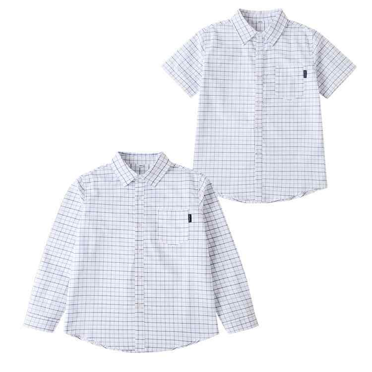 シャツ キッズ 子供服 スクールシャツ チェック柄 長袖 半袖 トップス コットン 春夏 秋冬 入学式 卒業式 フォーマル カジュアル 制服 男の子 男児 学院風 イギリス風