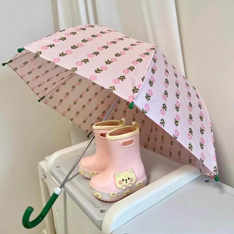 傘 キッズ 子供用 手開き式 雨傘 かわいい 軽量 丈夫 グラスファイバー骨 通学 幼稚園 ピンク 小花柄