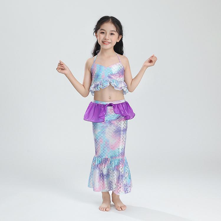 水着 女の子 人魚 マーメイド ビキニ プリンセス 4点セット 2歳 3歳 4歳 5歳 6歳 7歳 8歳 9歳 10歳 高弾性 かわいい 普段使い 接触冷感 ピンク系 紫 パープル