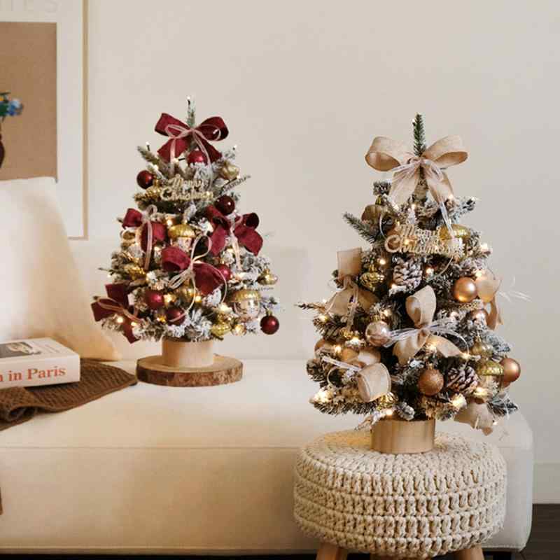 クリスマスツリー ミニ 卓上 クリスマス デコレーション ライト付き 金色 赤色 90cmまで