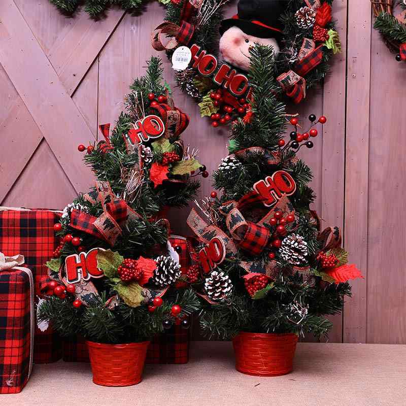 クリスマスツリー ミニ クリスマス 飾り 卓上 クリスマス デコレーション 赤い果実 松ぼっくり オーナメント イベント パーティー