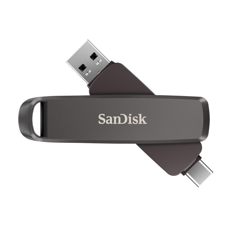 SANDISK 512GB Extreme PRO デュアル運転 - 最大限度1,000MB/秒、USB Type-C、USB Type-A、高性能閃光電球運転 - SDDDE1-512G-G46。
