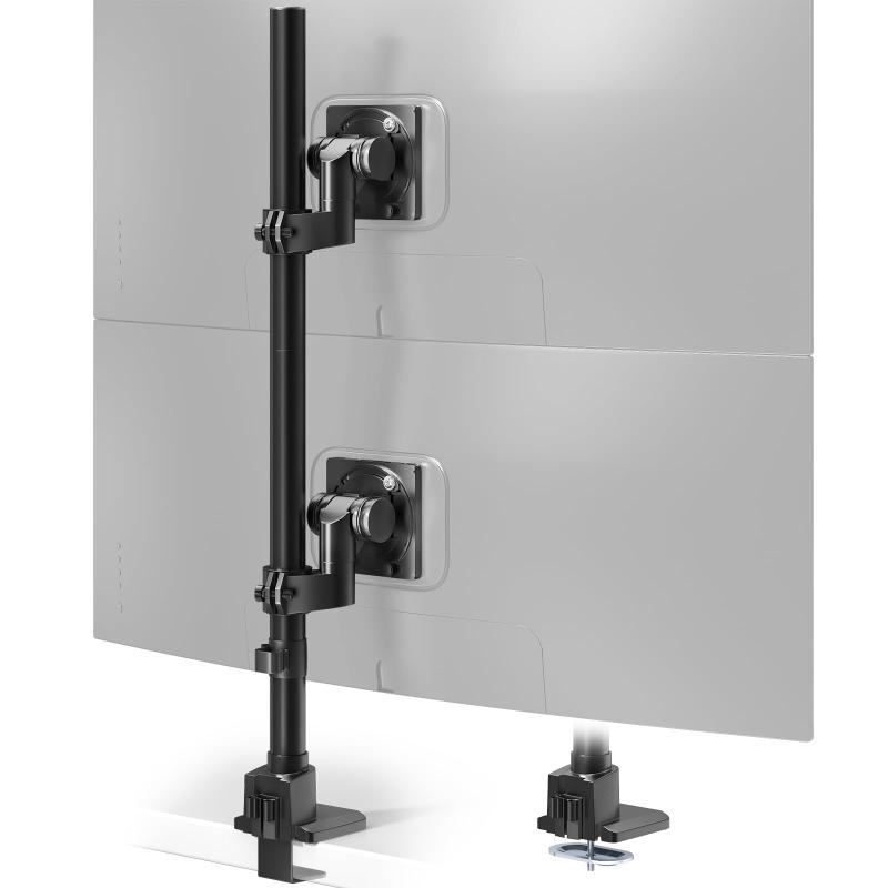 ACCURTEK 大型 管する手 2画面 シングル 57in (2~27kg相応う/曲線状の形管する2~22kg相応う) VESA標準尺度相応う ロング 極点 事務机マウント 高さ合わせる能力のある スチール写真製 パウダーコンパクト 1蝶つがい 黒いこと AC80-20