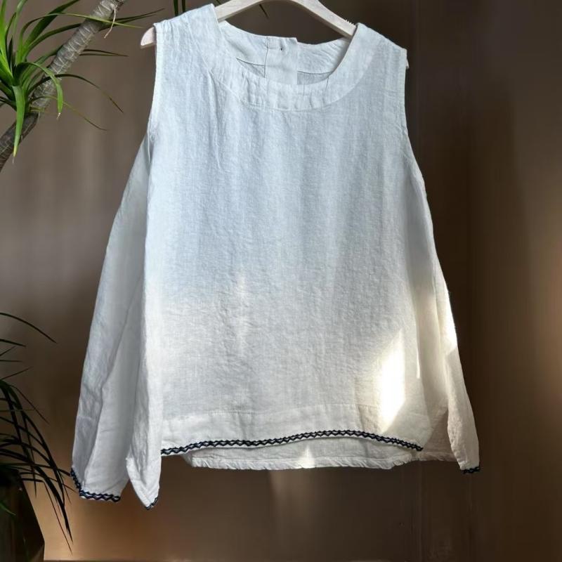 タンクトップ レディース 麻 リネン 刺繍 ショートパンツ 上下セット 文芸風 無袖 トップス パンツ 部屋着 ルームウェア 普段使い オレンジ色 白色 生成り色 紺色 黒色(x3)