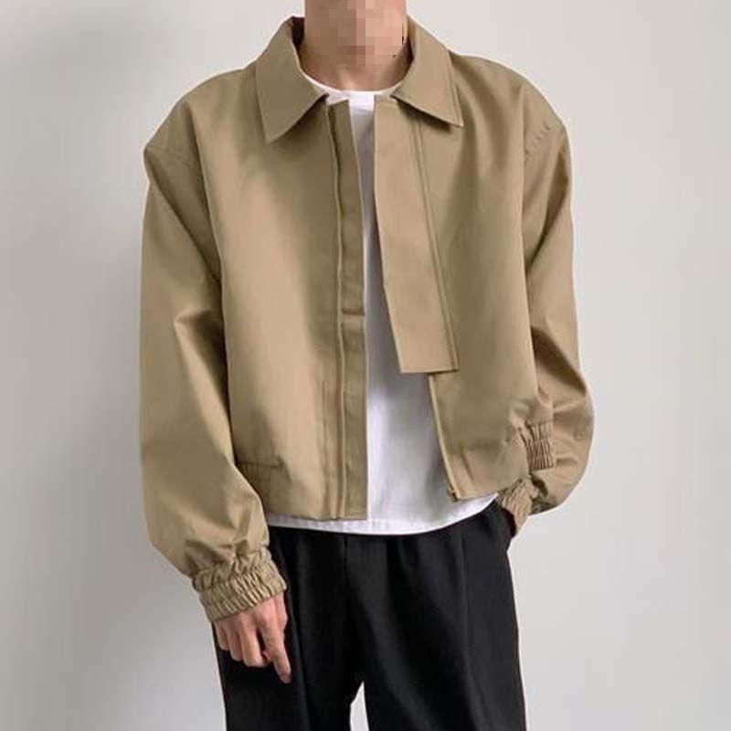 ジャケット 男性用 ショート丈 パッド入り 春秋 アウター リラックスフィット 無地 ポリエステル カーキ色 ブラック 5,182円