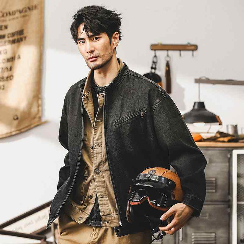 ジャケット 男性用 デニムジャケット Gジャン ブルゾン 秋冬 古着風 ウォッシュ加工 スタンドカラー ワークジャケット コットン|トミーショップ 店