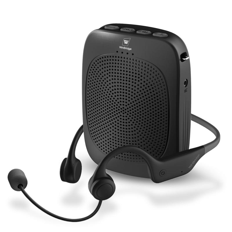W WINBRIDGE 15W スピーカー ハンズフリー拡声器 耳掛け式マイク 音楽再生 小型スピーカー ポータブル拡声器 教室 講義 運動会 指導 会議 観光ガイドなどに最適 C007