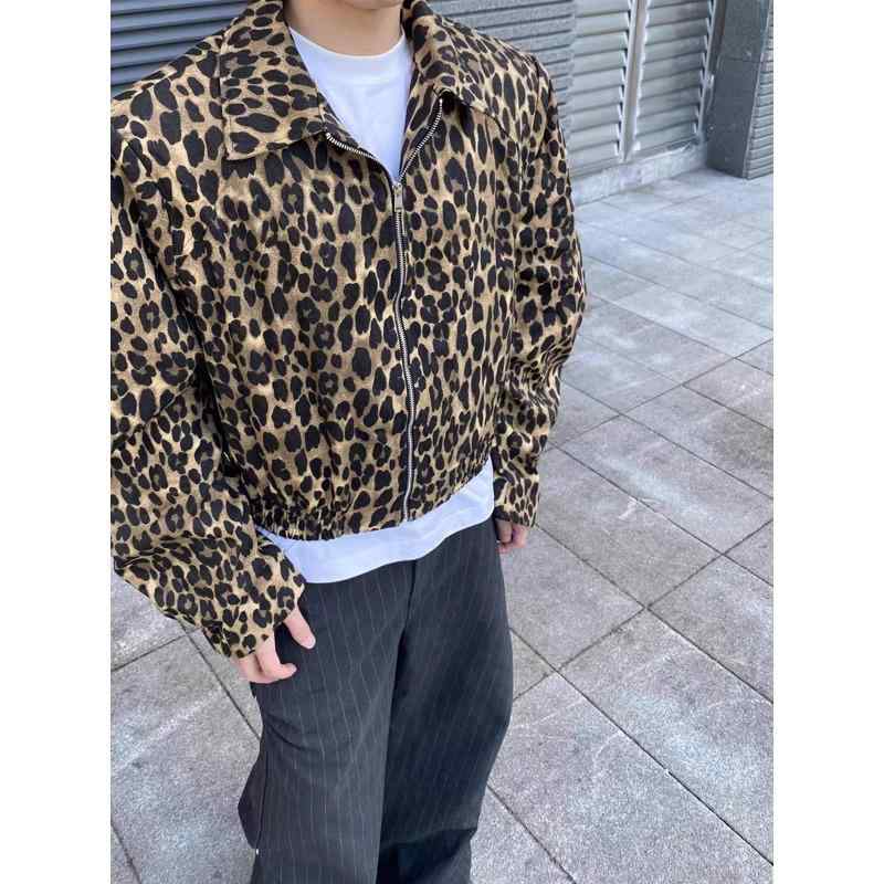 ジャケット 男性用 デニム ヒョウ柄 切り替え デザイン 春物 長袖 アウター 接触冷感 耐摩耗 普段使い ラフスタイル