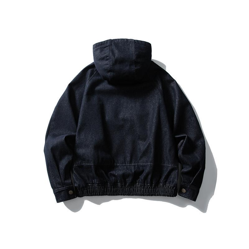ジャケット 男性用 デニム ウォッシュ加工 フード付き カップル BF風 ゆったり カジュアル 深青色 秋｜トミーショップ 店