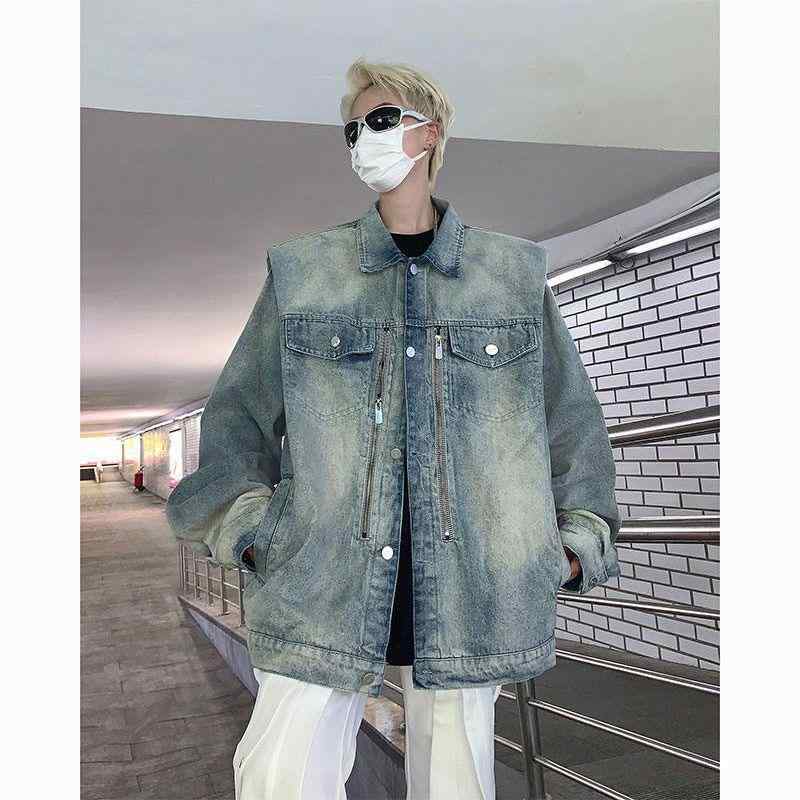 ジャケット 男性用 デニムジャケット ゆったり 韓国風 カジュアル レトロ ブルゾン ライトアウター Gジャン