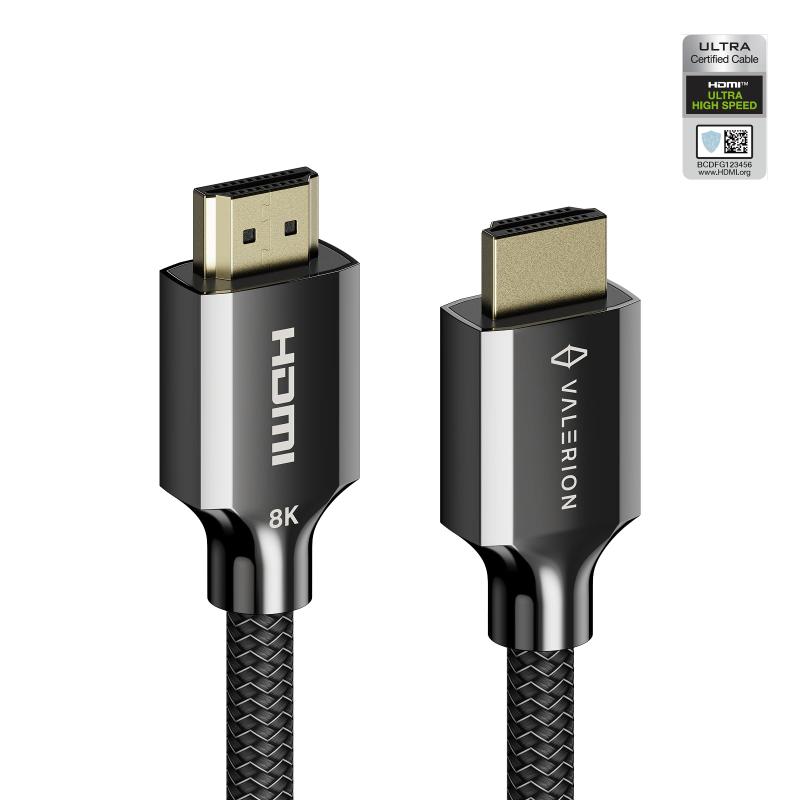 Valerion Ultra High Speed HDMI 2.1 有線テレビ 2m/6.6フィート｜証明48Gbps｜8K@60サイクル・4K@120サイクル相応う｜Dynamic HDR｜ALLM/VRRゲーミング｜編み込み式・24K金メッキ端子｜なおなお書き5・Xbox