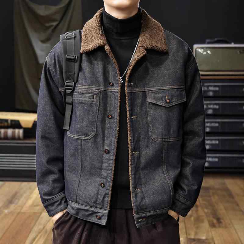 ジャケット 男性用 デニムジャケット 裏ボア Gジャン 防寒 厚手 M L XL 2XL 3XL 4XL コットン 普段使い ストリート ブルー ブラック系