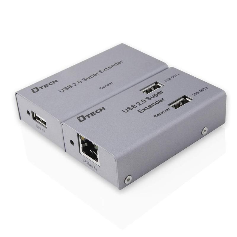 DTECH USB エクステンダー 押しひろげる器 4界面 USB2.0 エクステンダー 4分かち合う 最大限度50m Cat5/5e Cat6/6e ローカルエリアネットワーク有線テレビ当て嵌める ワット数アダプタ USB有線テレビ属する