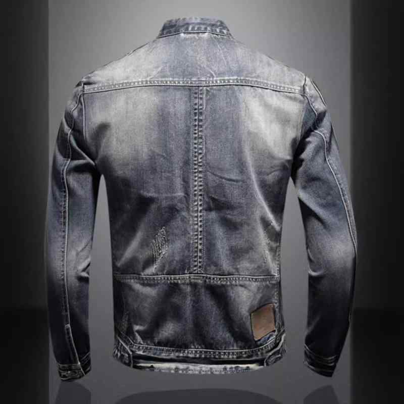 デニムジャケット 男性用 レトロ ライダース バイク ワークジャケット ブルゾン Gジャン ジャンパー 春物 アウター ヴィンテージ ウォッシュ加工 カジュアル ポケット 5,342円