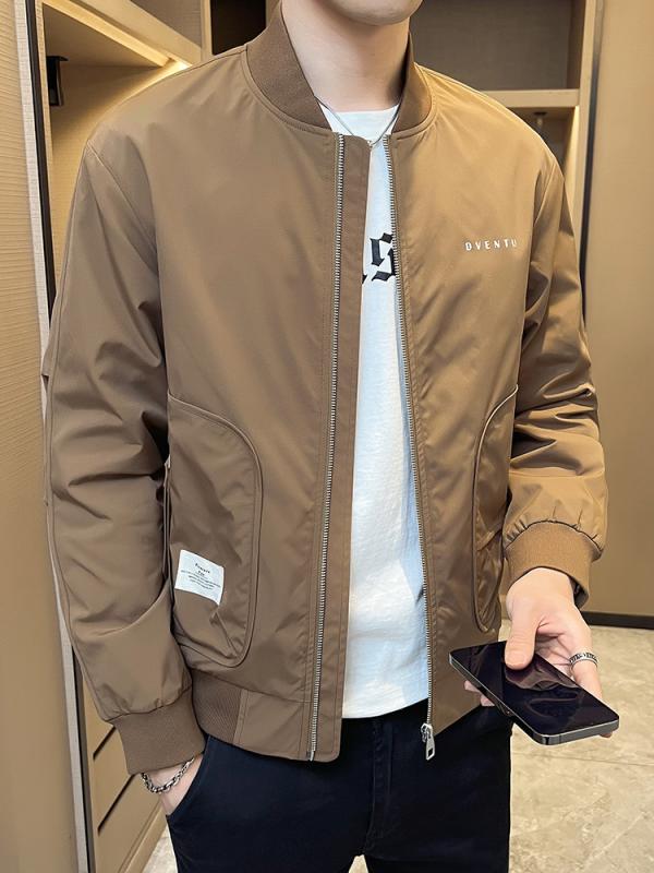 ジャケット メンズ ブルゾン 男性用 春秋 薄手 接触冷感 普段使い ラッキーアイテム スポーティー 電気メッキ加工 ポリエステル ブラウン ブラック