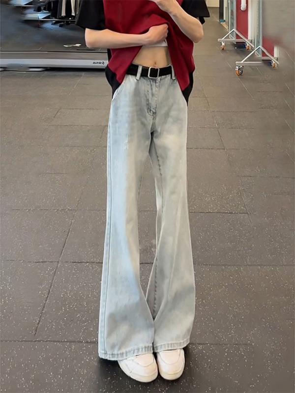ジーンズ メンズ 男性用 薄手 デニム バギーパンツ ワイドレッグ ストレート ゆったり リラックス 浅青色