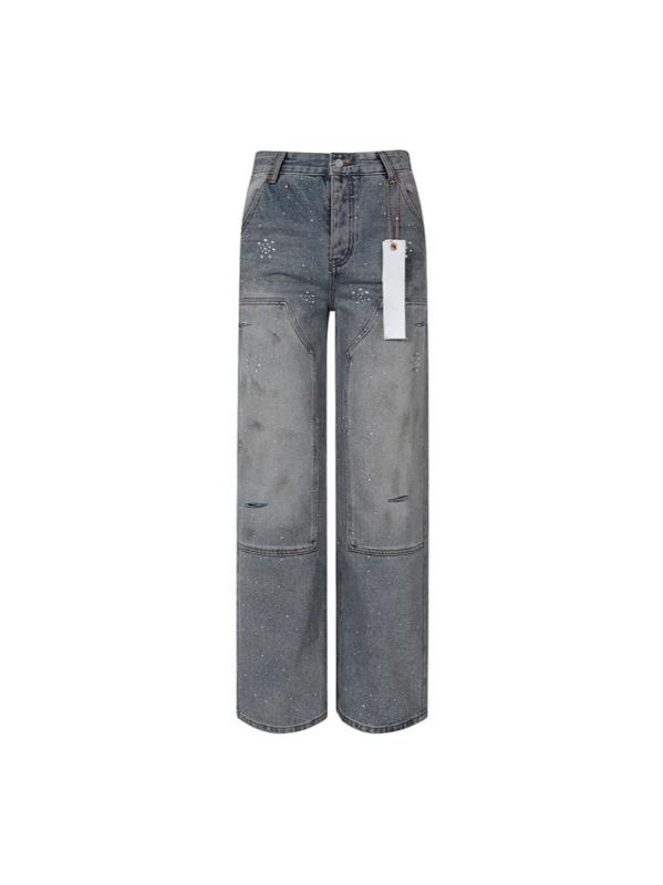デニム メンズ ストレート ジーンズ ブルージーンズ ジーパン ダメージ加工 USED加工 カジュアル アメカジ 男性用|トミーショップ 店