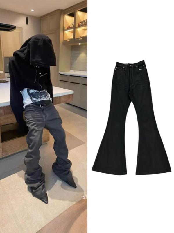 ジーンズ メンズ 男性用 デニムパンツ ウォッシュ加工 ブラック 高 Street 顕・覧 マイクロフレア 秋冬 高腰｜トミーショップ 店