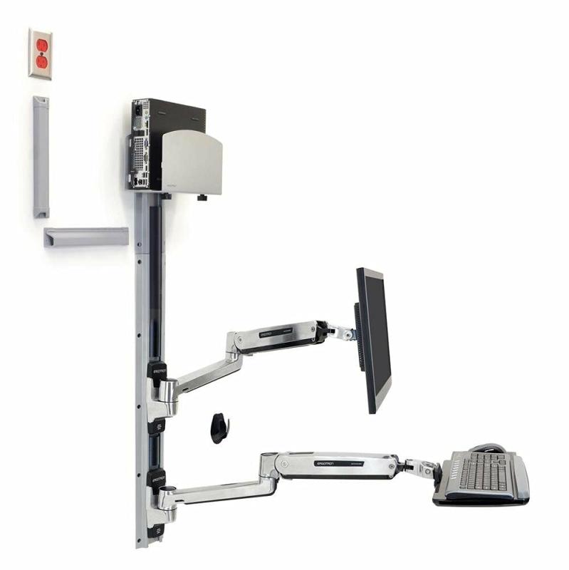 ERGOTRON エルゴトロン LX 昇降式ウォールマウントシステム 中央処理装置保持者付き添い人 飾りもの 座位立位 管する腕 しろがね色/軽銀色 42in(3.2~11.3kg)まで VESA判定基準相応う