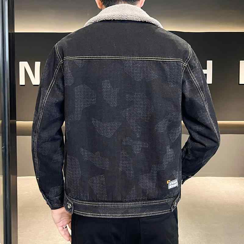 ジャケット 男性用 デニムジャケット 裏起毛 裏ボア 襟ボア 取り外し可能 防寒 あったか 暖かい ブラック