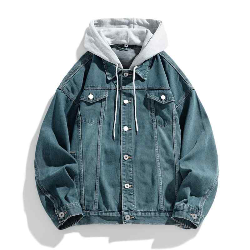 ジャケット 男性用 ニット パーカー フード付き ヴィンテージ ウォッシュ加工 ワークジャケット ファッション ペア コットン 耐摩耗性 長袖 緑