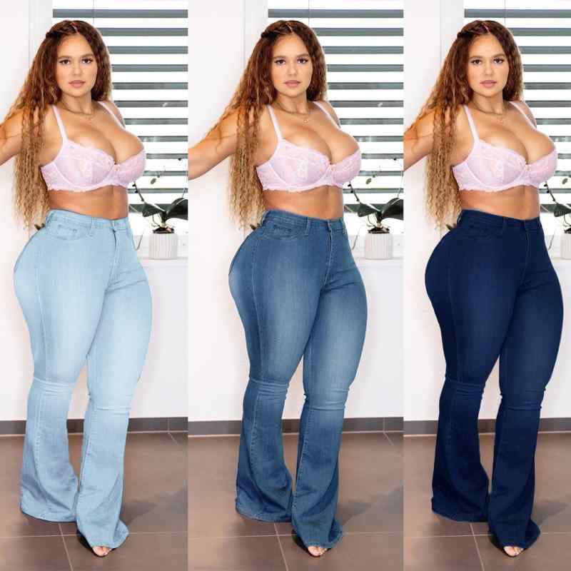 デニム レディース 大きいサイズ デニムパンツ ジーンズ ジーパン Gパン 高見え 高身長 スタイルアップ 美脚 脚長効果 ゆったり 伸縮性 ストレッチ ウォッシュ加工 長ズボン ロングパンツ ズボン ボトムス ワイドパンツ ストレートパンツ 微フレア
