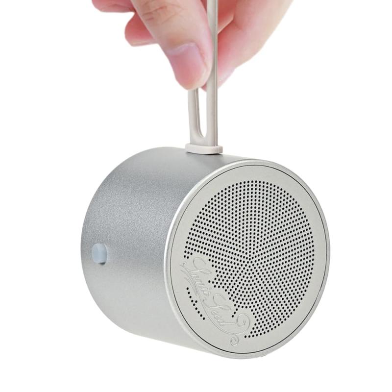 超小型スピーカー ソニックシード SonicSeed Bluetooth ワイヤレス スピーカー 日本企業 シルバー パープル 持ち手 ストラップ バンド付 軽量 インテリア ペールカラー 簡単接続 プレゼント画像