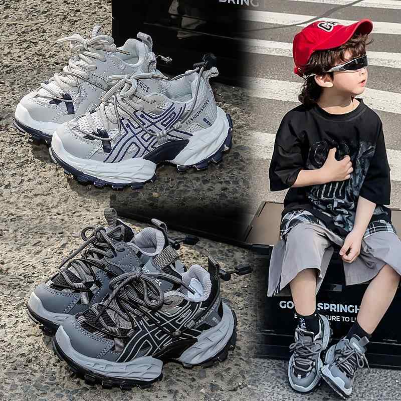 キッズ スニーカー 男の子 女の子 メッシュ 通気性 スポーツシューズ 子供靴 運動靴 滑り止め 普段使い 春夏 ブラック グレー