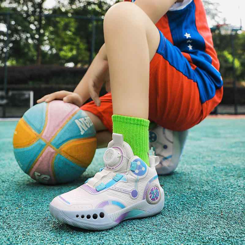 バスケットシューズ キッズ 男の子 子供用 メッシュ 通気性 滑り止め 衝撃吸収 ストライプ スポーツシューズ ベージュ ブルー ホワイト 19.8cm 20.5cm 21cm 21.7cm 22.3cm 23cm 23.6cm 24.3cm 25cm 5,249円
