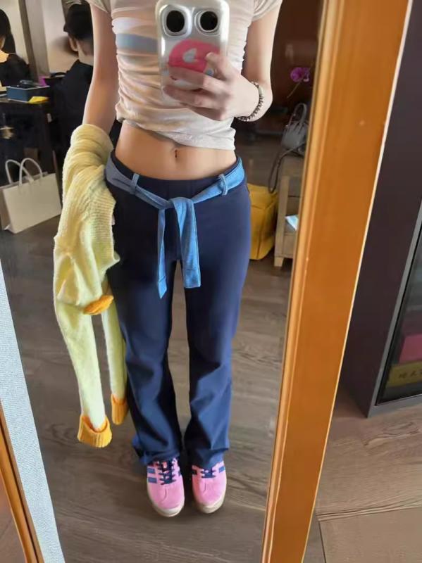 パンツ レディース スポーツ 普段使い 中腰 コットンブレンド 微フレアパンツ 伸縮性 薄手 ラフ ウェア