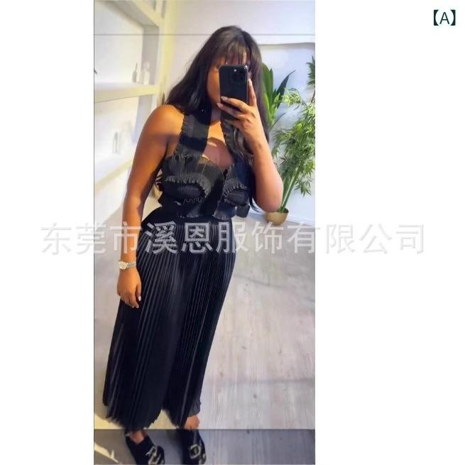 セットアップ レディース 2点セット トップス ノースリーブ パンツ ワイドレッグパンツ プリーツ 無地 ポリエステル ブラック グリーン ローズレッド イエロー オレンジ ブルー ホワイト 湖ブルー ゆったり 伸縮性 着痩せ効果 通勤 リゾート 春夏|トミーショップ 店