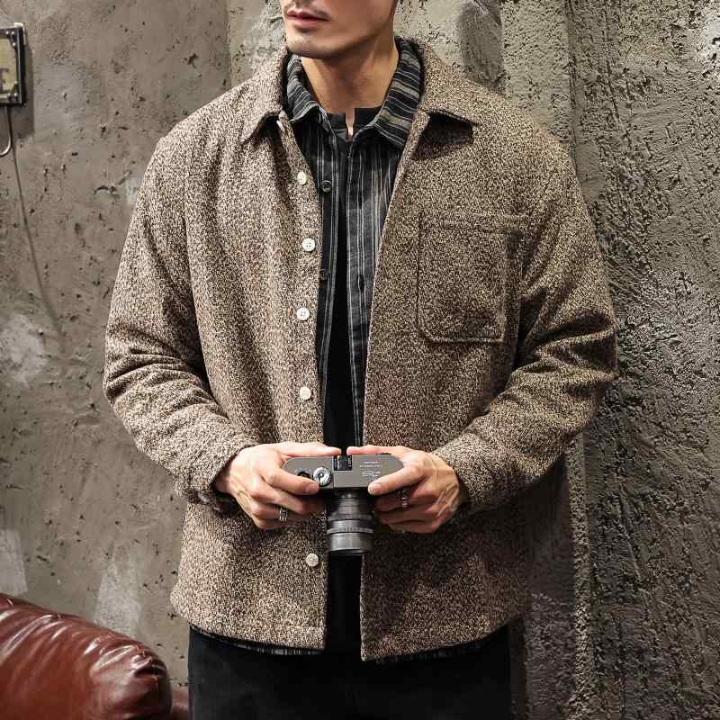 シャツ 男性用 レトロ ジャガード 織り 長袖 麻 リネン テーラードジャケット カーディガン ゆったり 大きめサイズ 秋|トミーショップ 店