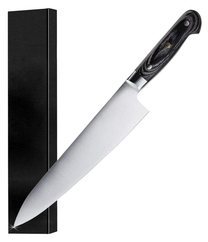 Utaki 牛刀包丁 包丁 V金10号 225mm 黒檀天然木と黄銅の八角形ハンドル|トミーショップ 店