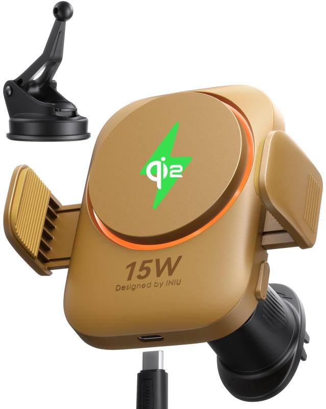 INIU V11-E1 ワイヤレスカーチャージャー Qi2 15W 車載用ワイヤレス充電ホルダー