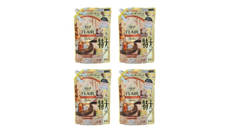 【4袋セット】ハミングフレア バニラ＆シダーウッド の香り 詰め替え 特大 910mL 柔軟剤