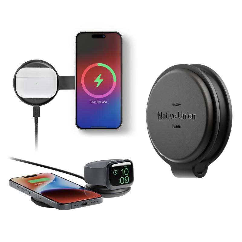 Native Union（ネイティブユニオン）Voyage 2-in-1 マグネティックワイヤレスチャージャ &ndash; 折りたたみ式旅行充電ステーション iPhone 16、AirPods、Apple Watchおよび複数のデバイス用 &ndash; Qi2認証＆最大15｜トミーショップ 店 14,767円