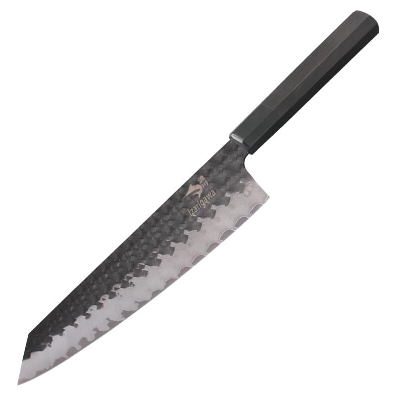 漁川 牛刀包丁【切付型】【剣型牛刀】【刃渡り275】【高級料理包丁】 和式 3層割込槌目 VG10包丁 錆に強い 【野菜 肉 魚切り】｜トミーショップ 店